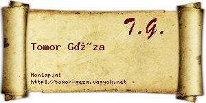 Tomor Géza névjegykártya