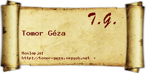 Tomor Géza névjegykártya